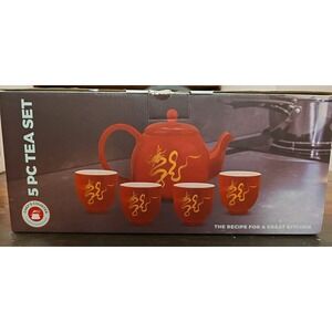 Chefs Counter 5 Piece Ceramic Tea Set Year Of The Dragon Motif New In Box